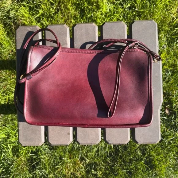 Auth Vintage Coach Burgundy Basic 9455 NYC Clutch Shoulder Bag - Picture 12 of 14